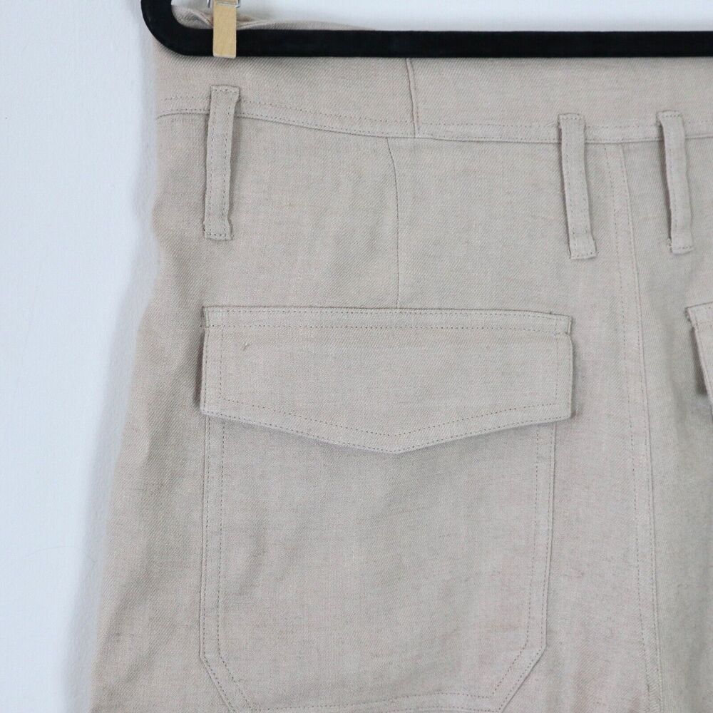 Frame Size 6 Linen Blend High Rise Paperbag Canvas Shorts Tan Beige - Picture 8 of 9
